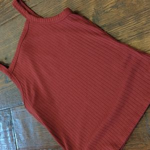 MUDD I Rusty Red Ribbed Sleeveless Tank Top, Juniors XS